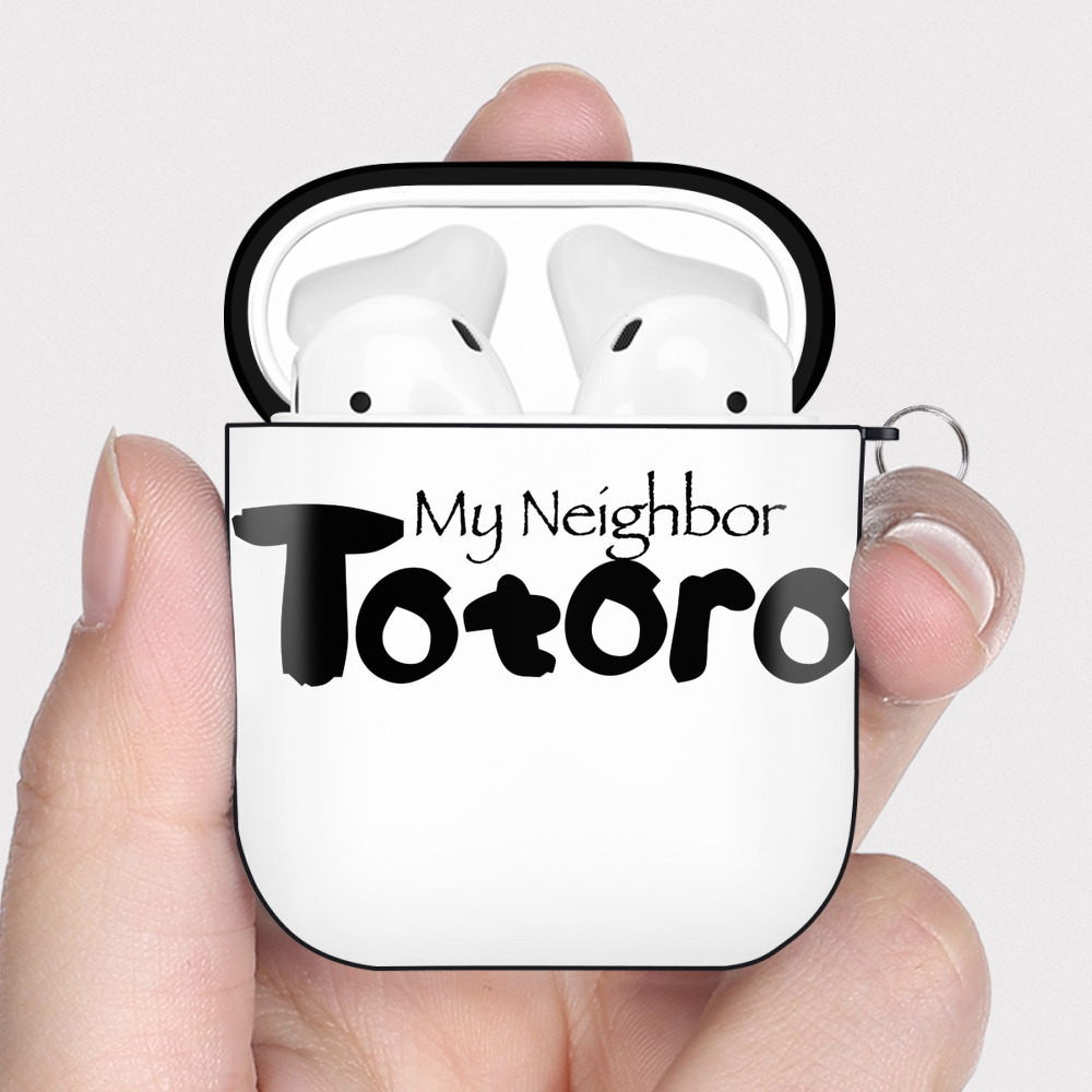 （画像用） となりのトトロ 草壁メイ 草壁サツキ My Neighbor Totoro Satsuki Kusakabe Mei Kusakabe AirPods 第2世代保護ケース ハードシェル ブラック 耐衝撃・防指紋・カラビナ付き
