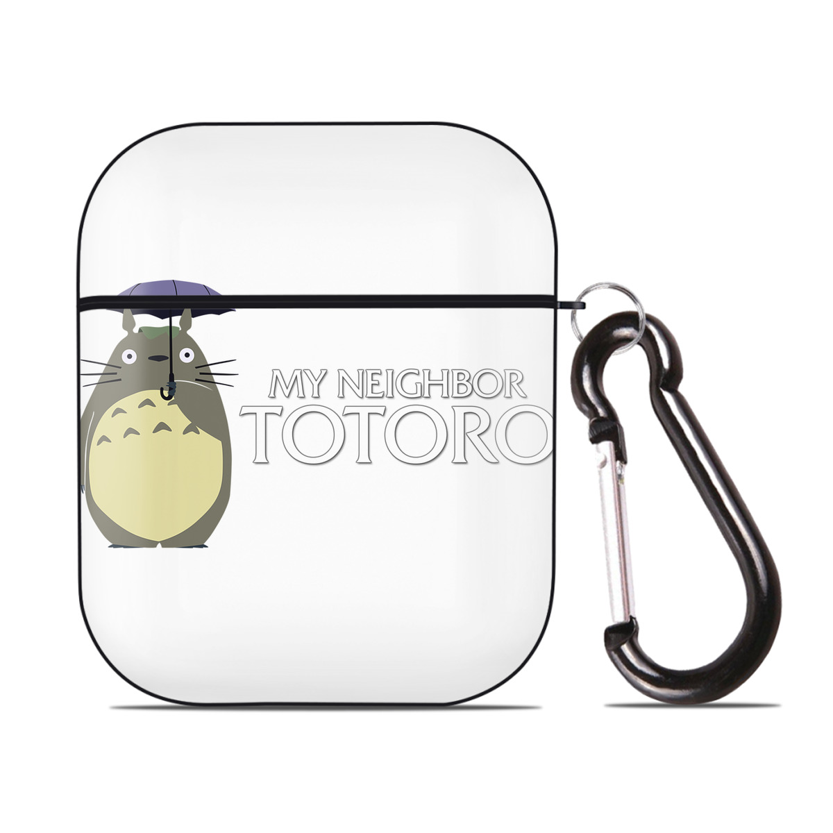 （画像用） となりのトトロ 草壁メイ 草壁サツキ My Neighbor Totoro Satsuki Kusakabe Mei Kusakabe AirPods 第2世代保護ケース ハードシェル ブラック 耐衝撃・防指紋・カラビナ付き
