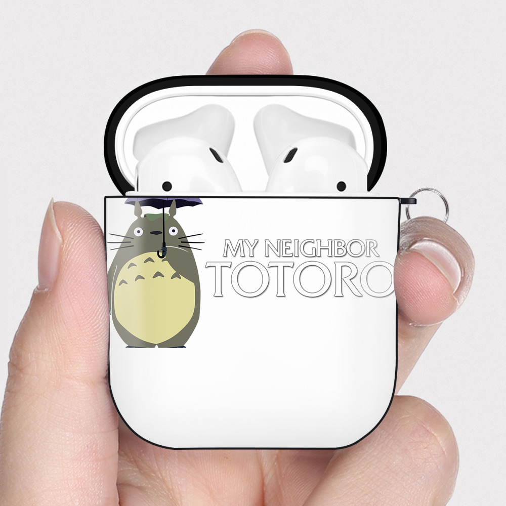 （画像用） となりのトトロ 草壁メイ 草壁サツキ My Neighbor Totoro Satsuki Kusakabe Mei Kusakabe AirPods 第2世代保護ケース ハードシェル ブラック 耐衝撃・防指紋・カラビナ付き
