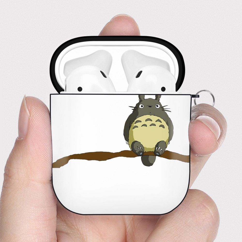 （画像用） となりのトトロ 草壁メイ 草壁サツキ My Neighbor Totoro Satsuki Kusakabe Mei Kusakabe AirPods 第2世代保護ケース ハードシェル ブラック 耐衝撃・防指紋・カラビナ付き