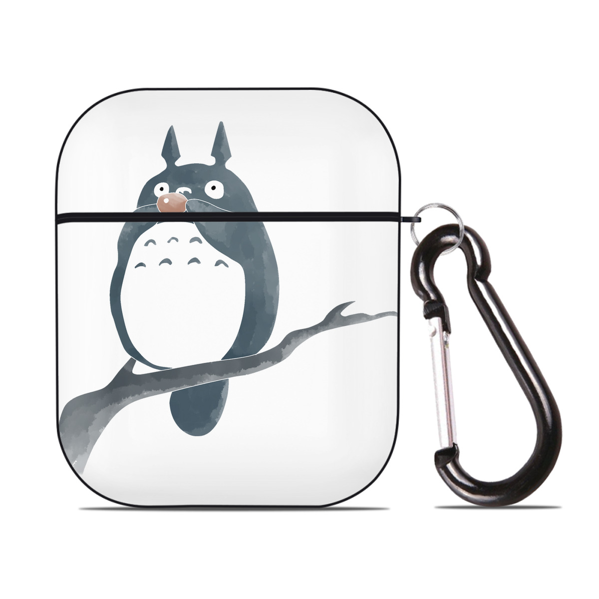 （画像用） となりのトトロ 草壁メイ 草壁サツキ My Neighbor Totoro Satsuki Kusakabe Mei Kusakabe AirPods 第2世代保護ケース ハードシェル ブラック 耐衝撃・防指紋・カラビナ付き