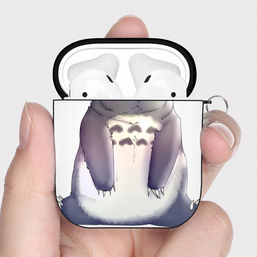 （画像用） となりのトトロ 草壁メイ 草壁サツキ My Neighbor Totoro Satsuki Kusakabe Mei Kusakabe AirPods 第2世代保護ケース ハードシェル ブラック 耐衝撃・防指紋・カラビナ付き