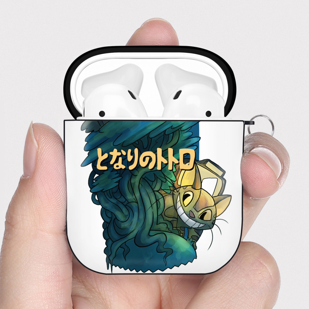 （画像用） となりのトトロ 草壁メイ 草壁サツキ My Neighbor Totoro Satsuki Kusakabe Mei Kusakabe AirPods 第2世代保護ケース ハードシェル ブラック 耐衝撃・防指紋・カラビナ付き