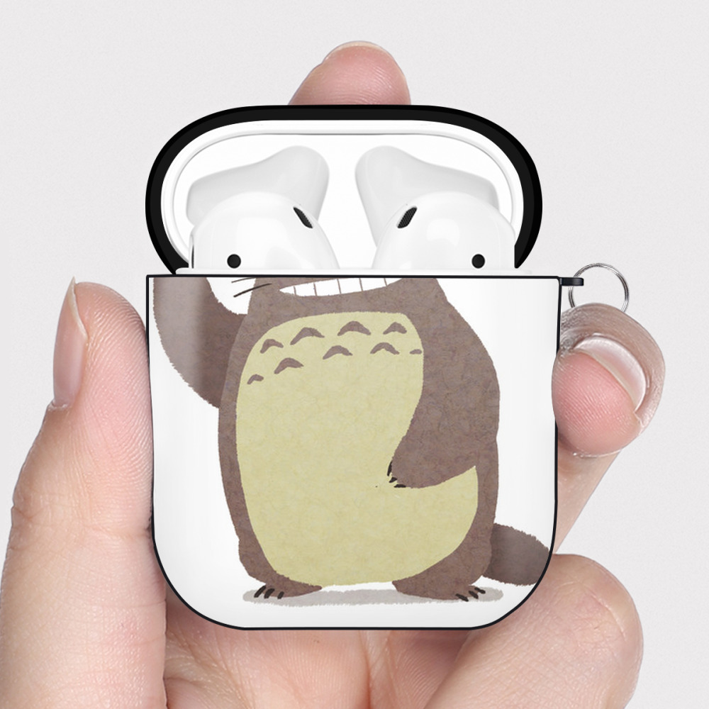 （画像用） となりのトトロ 草壁メイ 草壁サツキ My Neighbor Totoro Satsuki Kusakabe Mei Kusakabe AirPods 第2世代保護ケース ハードシェル ブラック 耐衝撃・防指紋・カラビナ付き