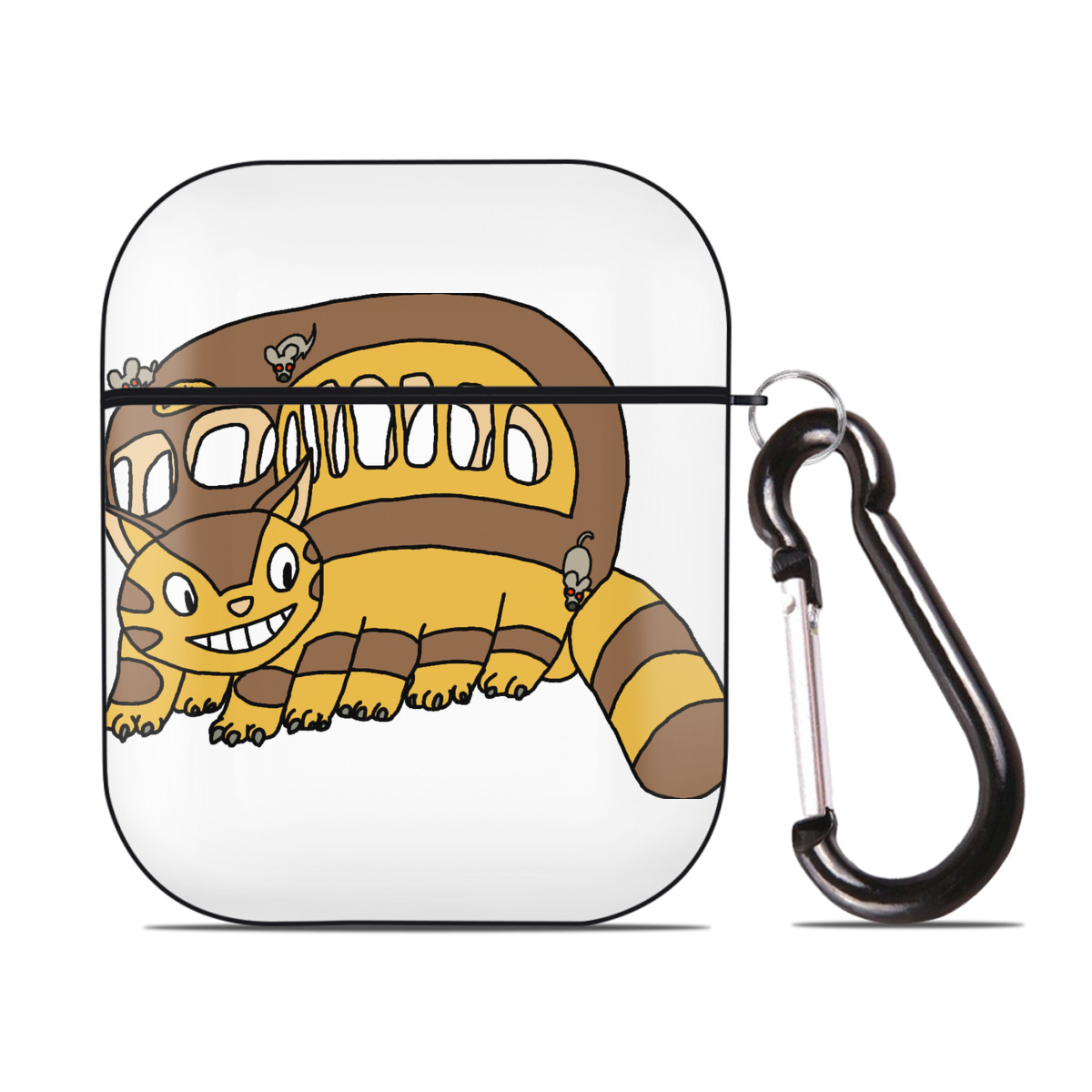 （画像用） となりのトトロ 草壁メイ 草壁サツキ My Neighbor Totoro Satsuki Kusakabe Mei Kusakabe AirPods 第2世代保護ケース ハードシェル ブラック 耐衝撃・防指紋・カラビナ付き