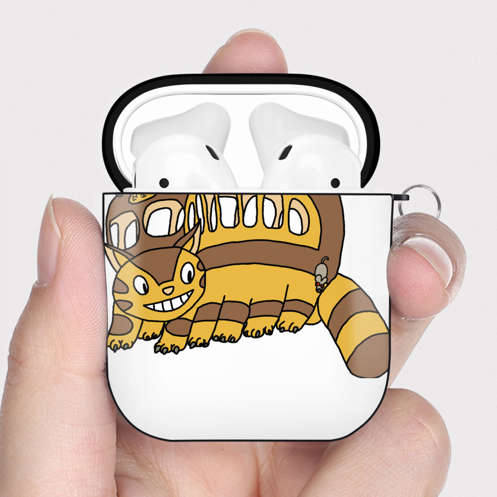（画像用） となりのトトロ 草壁メイ 草壁サツキ My Neighbor Totoro Satsuki Kusakabe Mei Kusakabe AirPods 第2世代保護ケース ハードシェル ブラック 耐衝撃・防指紋・カラビナ付き