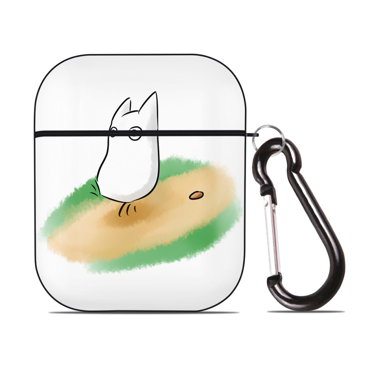 （画像用） となりのトトロ 草壁メイ 草壁サツキ My Neighbor Totoro Satsuki Kusakabe Mei Kusakabe AirPods 第2世代保護ケース ハードシェル ブラック 耐衝撃・防指紋・カラビナ付き