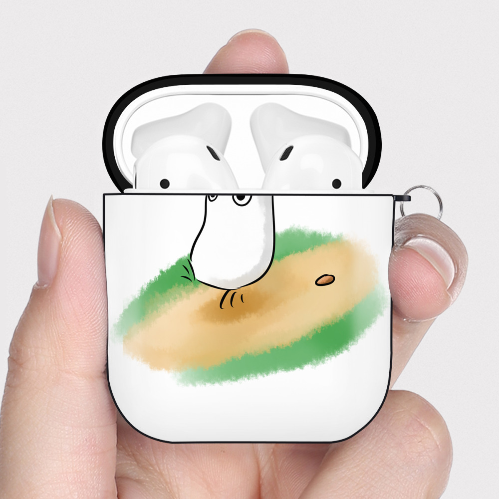 （画像用） となりのトトロ 草壁メイ 草壁サツキ My Neighbor Totoro Satsuki Kusakabe Mei Kusakabe AirPods 第2世代保護ケース ハードシェル ブラック 耐衝撃・防指紋・カラビナ付き