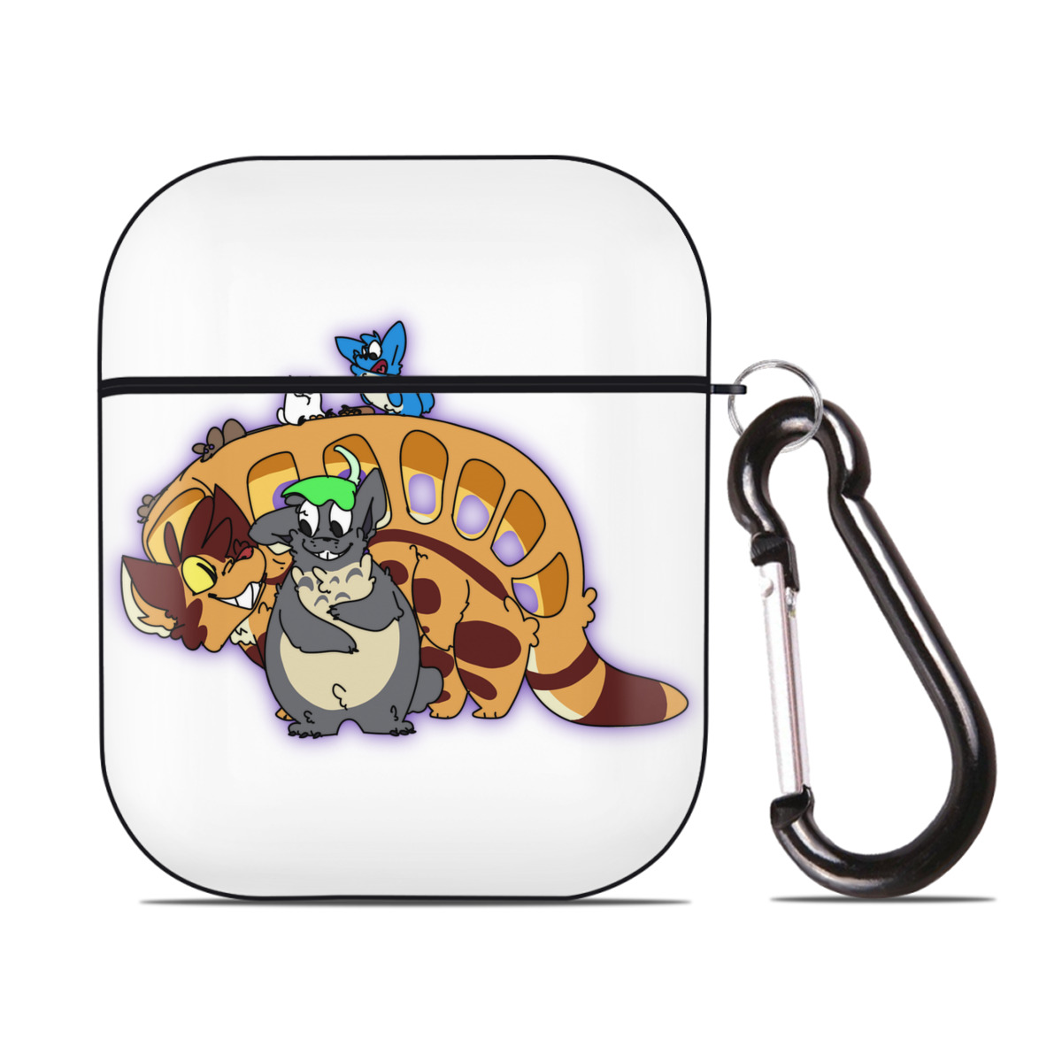 （画像用） となりのトトロ 草壁メイ 草壁サツキ My Neighbor Totoro Satsuki Kusakabe Mei Kusakabe AirPods 第2世代保護ケース ハードシェル ブラック 耐衝撃・防指紋・カラビナ付き