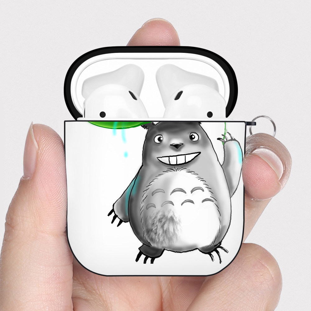 （画像用） となりのトトロ 草壁メイ 草壁サツキ My Neighbor Totoro Satsuki Kusakabe Mei Kusakabe AirPods 第2世代保護ケース ハードシェル ブラック 耐衝撃・防指紋・カラビナ付き