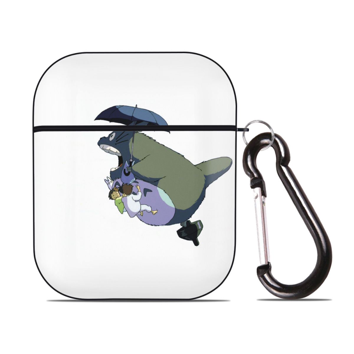 （画像用） となりのトトロ 草壁メイ 草壁サツキ My Neighbor Totoro Satsuki Kusakabe Mei Kusakabe AirPods 第2世代保護ケース ハードシェル ブラック 耐衝撃・防指紋・カラビナ付き