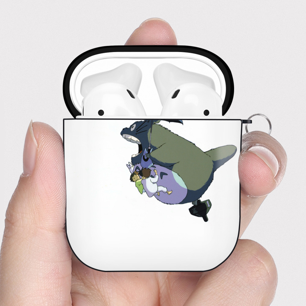 （画像用） となりのトトロ 草壁メイ 草壁サツキ My Neighbor Totoro Satsuki Kusakabe Mei Kusakabe AirPods 第2世代保護ケース ハードシェル ブラック 耐衝撃・防指紋・カラビナ付き