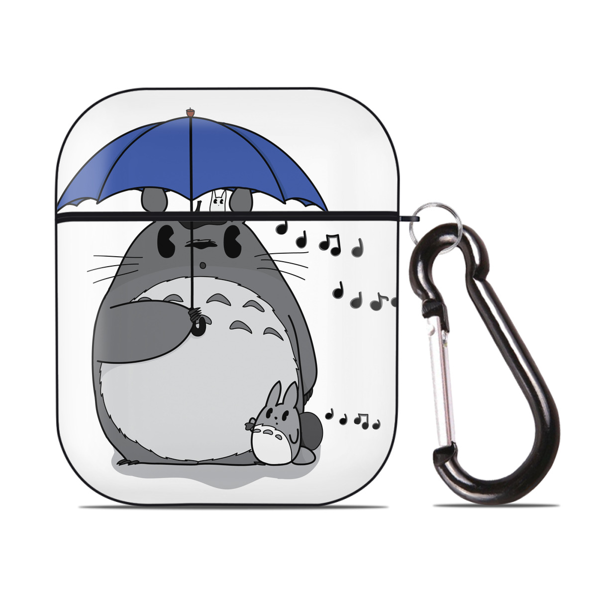 （画像用） となりのトトロ 草壁メイ 草壁サツキ My Neighbor Totoro Satsuki Kusakabe Mei Kusakabe AirPods 第2世代保護ケース ハードシェル ブラック 耐衝撃・防指紋・カラビナ付き