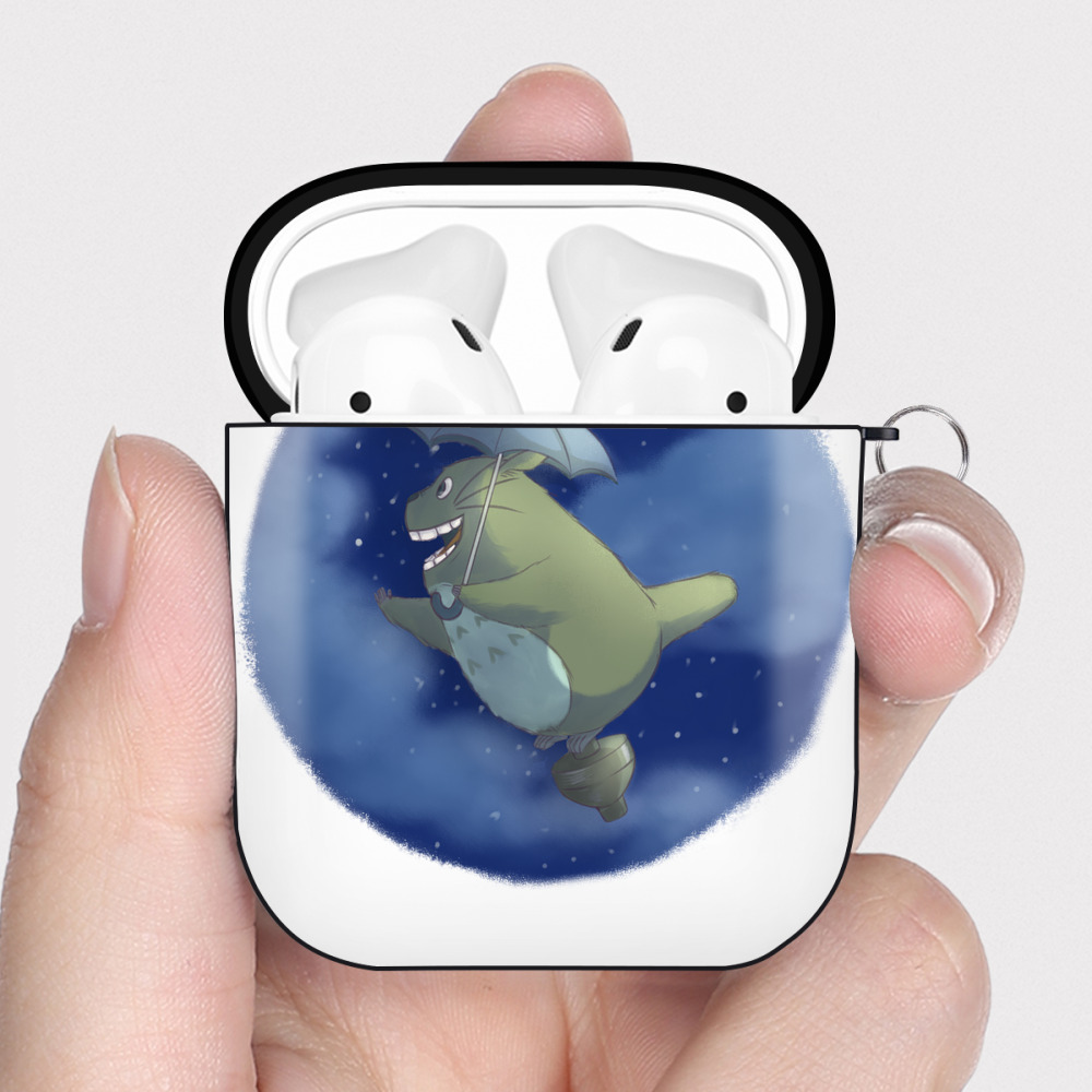 （画像用） となりのトトロ 草壁メイ 草壁サツキ My Neighbor Totoro Satsuki Kusakabe Mei Kusakabe AirPods 第2世代保護ケース ハードシェル ブラック 耐衝撃・防指紋・カラビナ付き