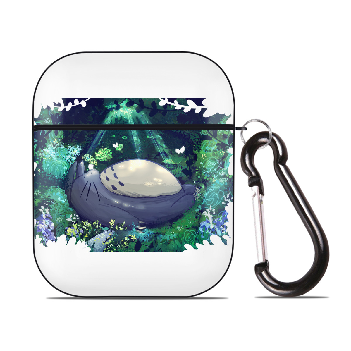 （画像用） となりのトトロ 草壁メイ 草壁サツキ My Neighbor Totoro Satsuki Kusakabe Mei Kusakabe AirPods 第2世代保護ケース ハードシェル ブラック 耐衝撃・防指紋・カラビナ付き