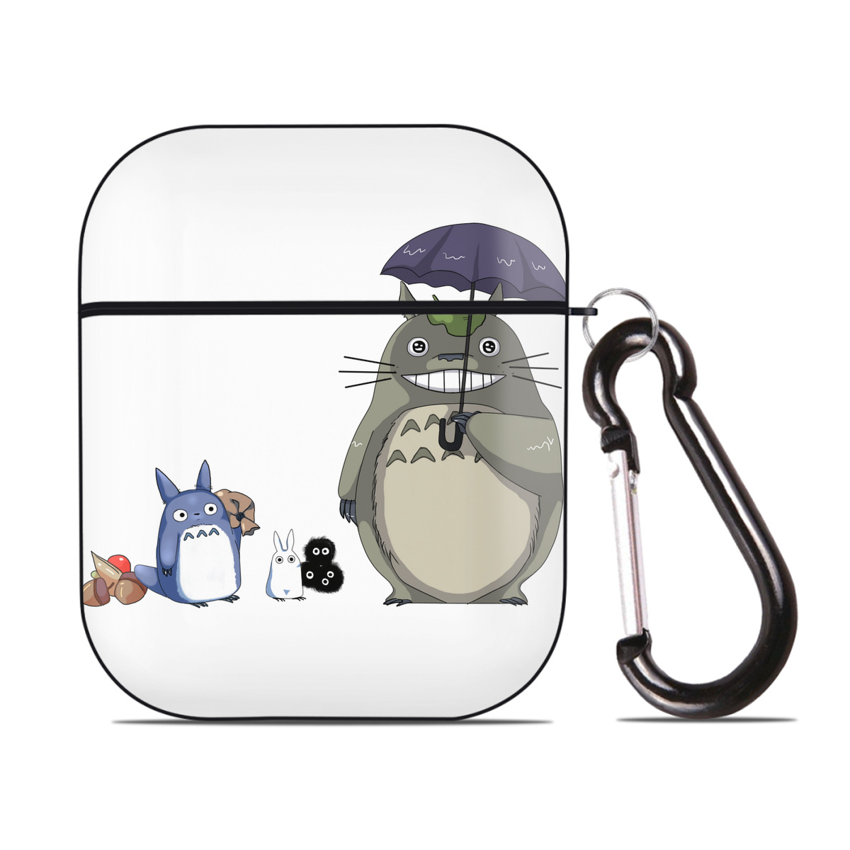 （画像用） となりのトトロ 草壁メイ 草壁サツキ My Neighbor Totoro Satsuki Kusakabe Mei Kusakabe AirPods 第2世代保護ケース ハードシェル ブラック 耐衝撃・防指紋・カラビナ付き