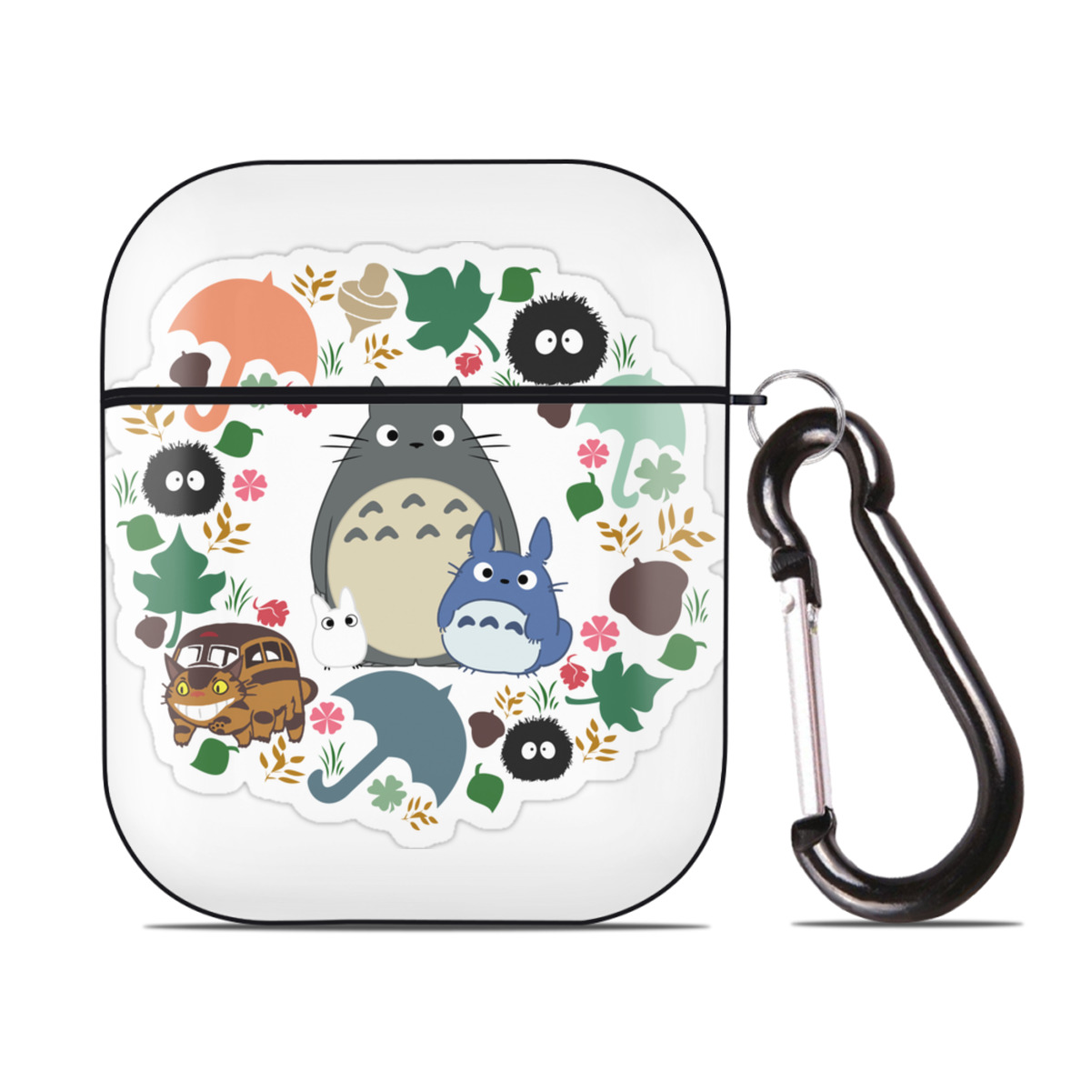 （画像用） となりのトトロ 草壁メイ 草壁サツキ My Neighbor Totoro Satsuki Kusakabe Mei Kusakabe AirPods 第2世代保護ケース ハードシェル ブラック 耐衝撃・防指紋・カラビナ付き