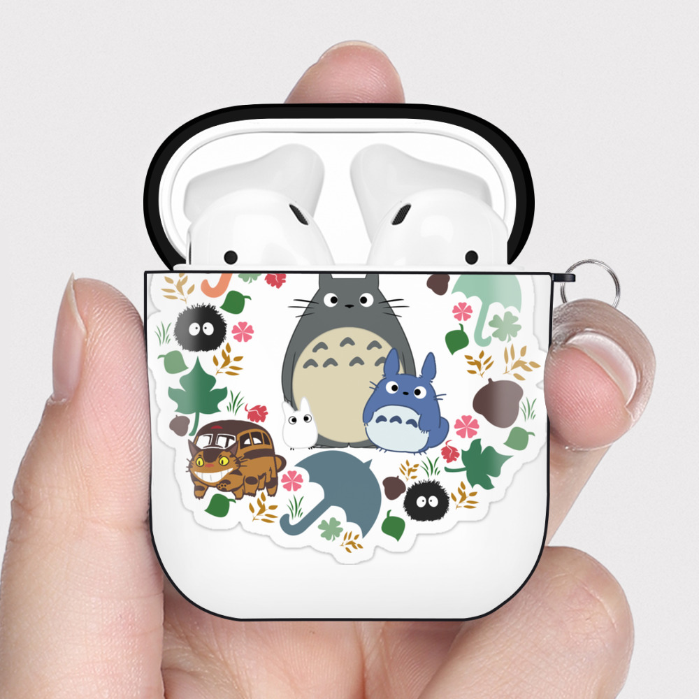 （画像用） となりのトトロ 草壁メイ 草壁サツキ My Neighbor Totoro Satsuki Kusakabe Mei Kusakabe AirPods 第2世代保護ケース ハードシェル ブラック 耐衝撃・防指紋・カラビナ付き