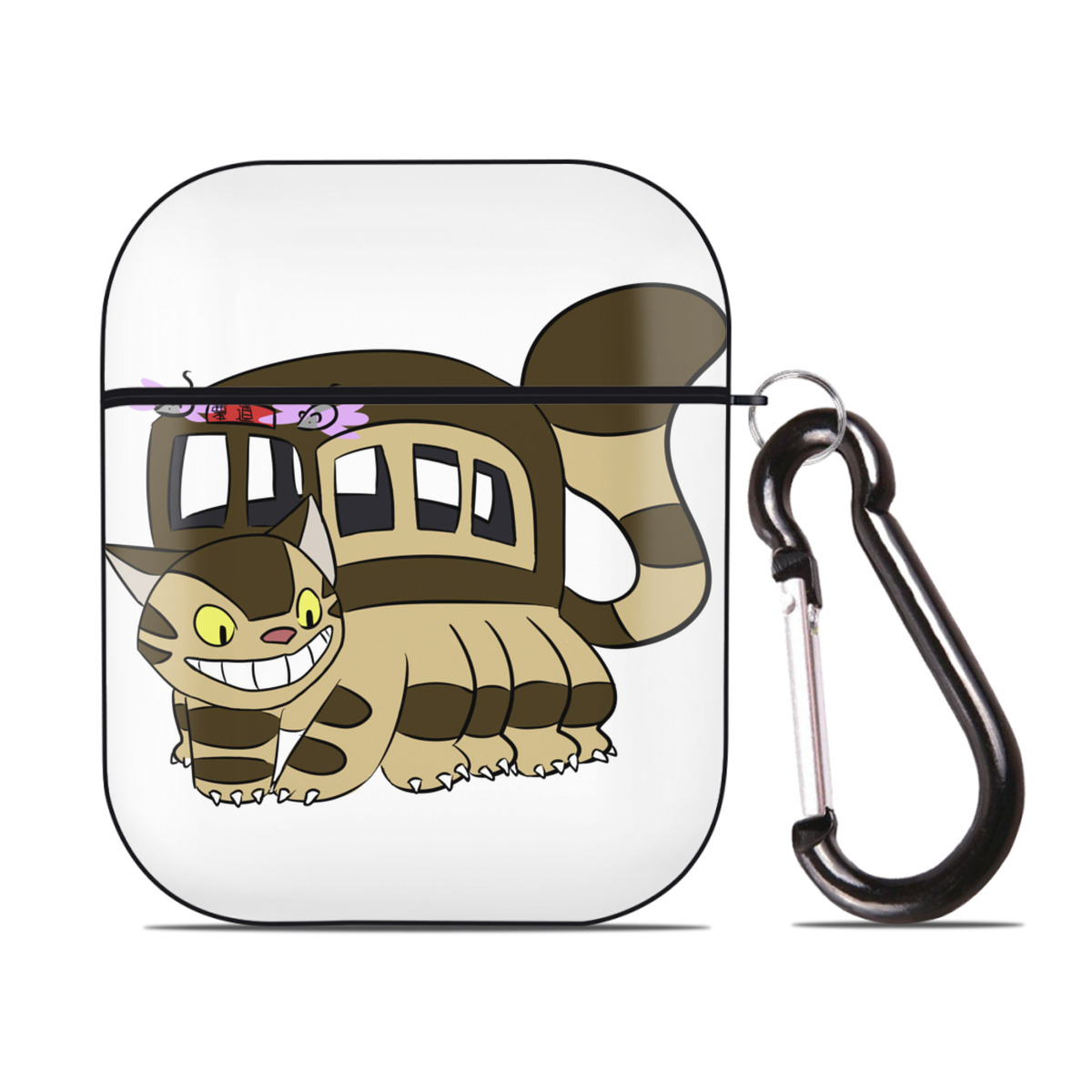 （画像用） となりのトトロ 草壁メイ 草壁サツキ My Neighbor Totoro Satsuki Kusakabe Mei Kusakabe AirPods 第2世代保護ケース ハードシェル ブラック 耐衝撃・防指紋・カラビナ付き