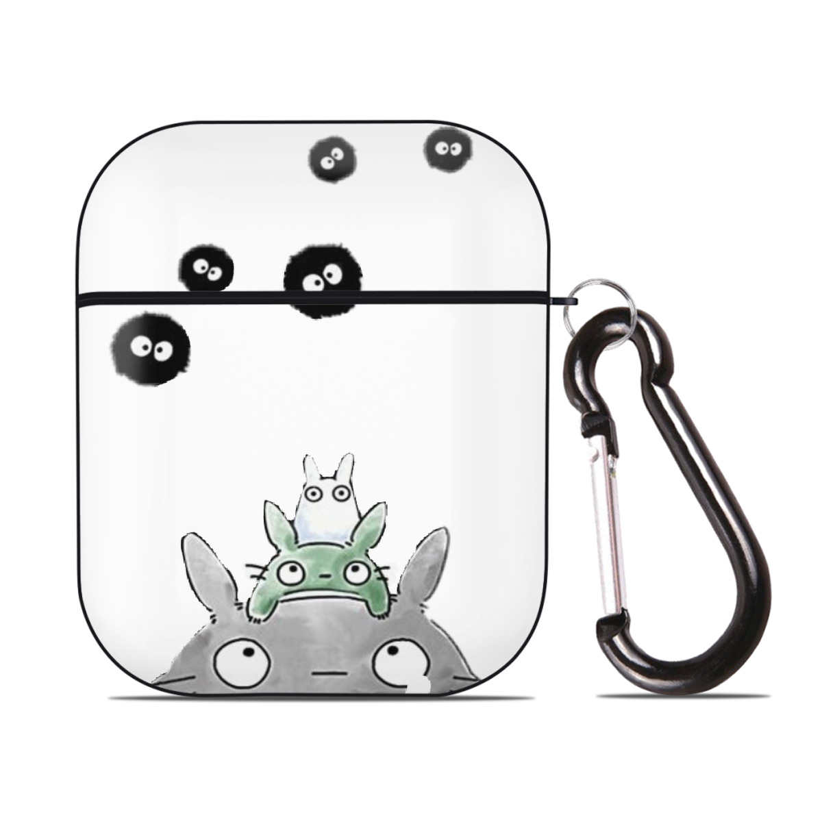 （画像用） となりのトトロ 草壁メイ 草壁サツキ My Neighbor Totoro Satsuki Kusakabe Mei Kusakabe AirPods 第2世代保護ケース ハードシェル ブラック 耐衝撃・防指紋・カラビナ付き