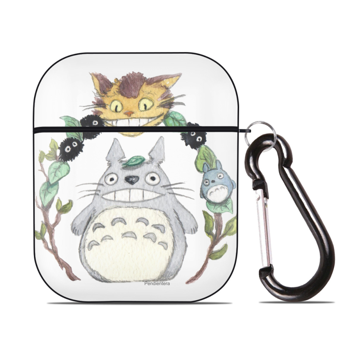 （画像用） となりのトトロ 草壁メイ 草壁サツキ My Neighbor Totoro Satsuki Kusakabe Mei Kusakabe AirPods 第2世代保護ケース ハードシェル ブラック 耐衝撃・防指紋・カラビナ付き