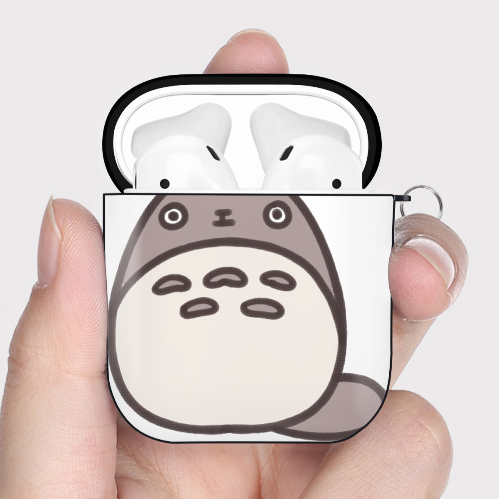 （画像用） となりのトトロ 草壁メイ 草壁サツキ My Neighbor Totoro Satsuki Kusakabe Mei Kusakabe AirPods 第2世代保護ケース ハードシェル ブラック 耐衝撃・防指紋・カラビナ付き