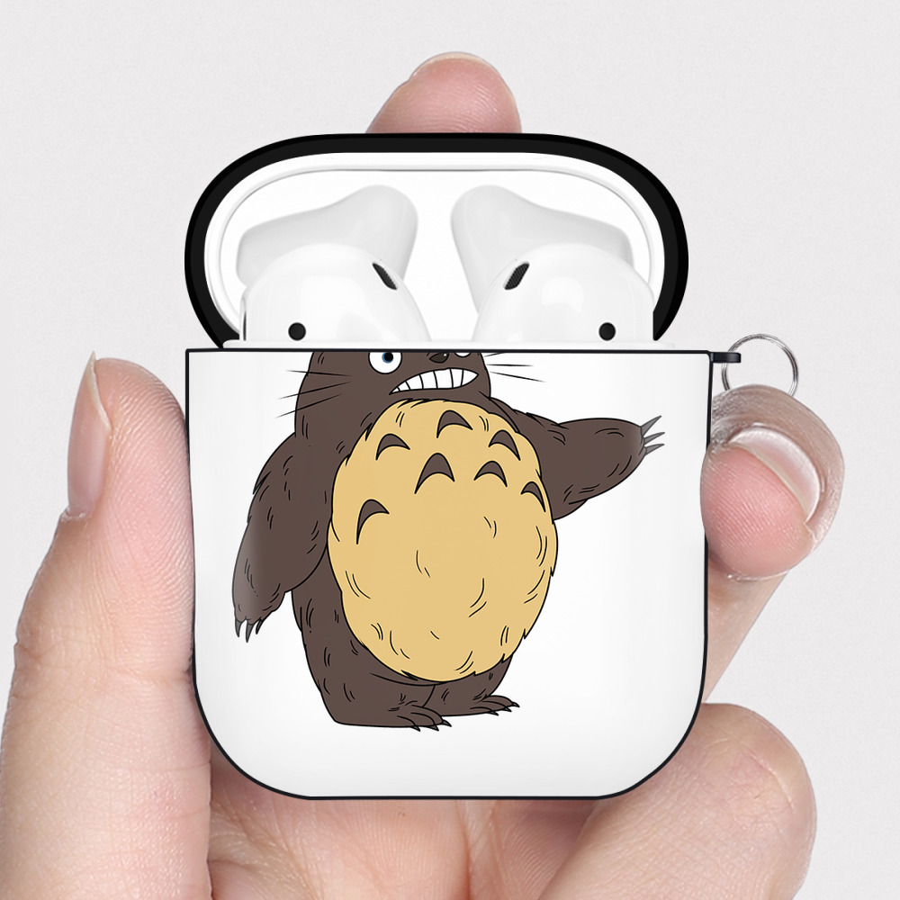 （画像用） となりのトトロ 草壁メイ 草壁サツキ My Neighbor Totoro Satsuki Kusakabe Mei Kusakabe AirPods 第2世代保護ケース ハードシェル ブラック 耐衝撃・防指紋・カラビナ付き