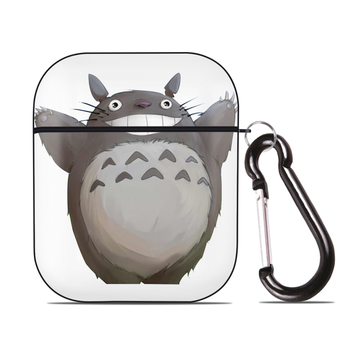 （画像用） となりのトトロ 草壁メイ 草壁サツキ My Neighbor Totoro Satsuki Kusakabe Mei Kusakabe AirPods 第2世代保護ケース ハードシェル ブラック 耐衝撃・防指紋・カラビナ付き