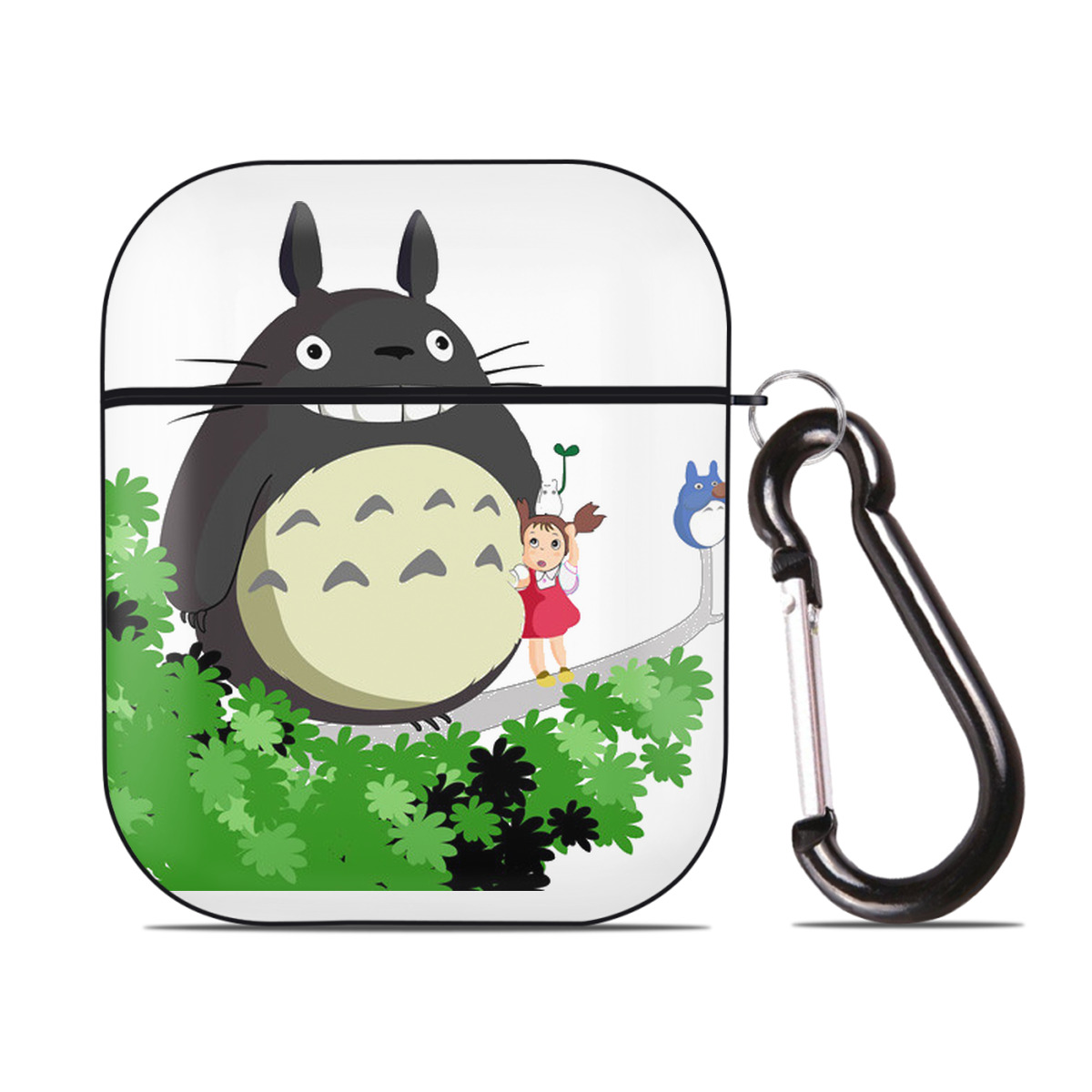 （画像用） となりのトトロ 草壁メイ 草壁サツキ My Neighbor Totoro Satsuki Kusakabe Mei Kusakabe AirPods 第2世代保護ケース ハードシェル ブラック 耐衝撃・防指紋・カラビナ付き