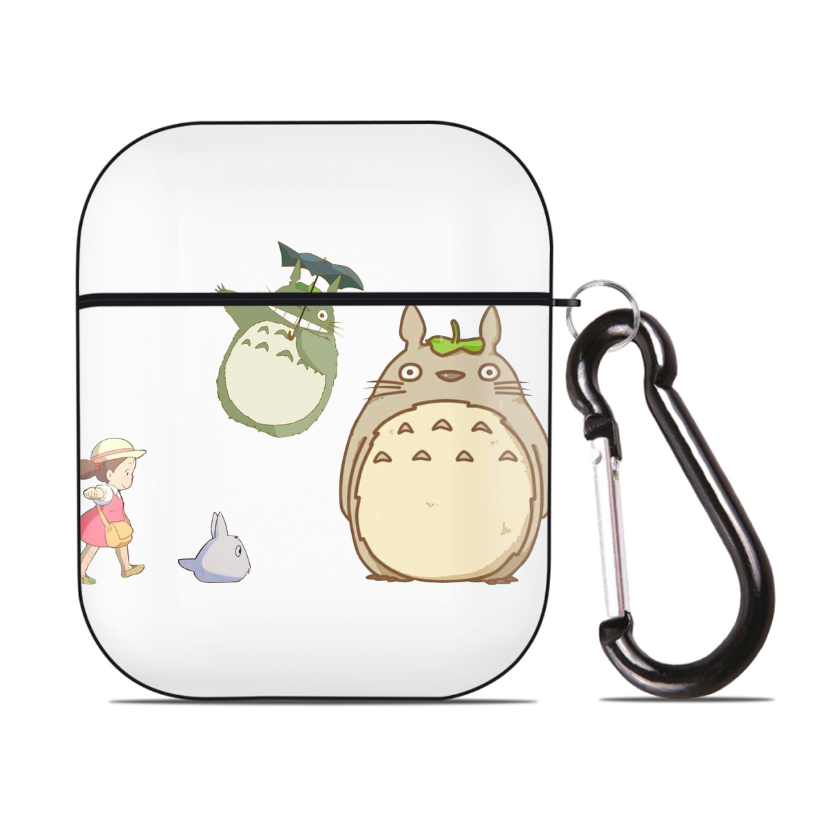 （画像用） となりのトトロ 草壁メイ 草壁サツキ My Neighbor Totoro Satsuki Kusakabe Mei Kusakabe AirPods 第2世代保護ケース ハードシェル ブラック 耐衝撃・防指紋・カラビナ付き