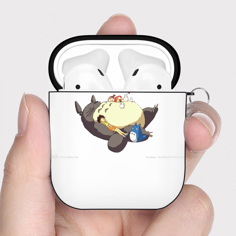 （画像用） となりのトトロ 草壁メイ 草壁サツキ My Neighbor Totoro Satsuki Kusakabe Mei Kusakabe AirPods 第2世代保護ケース ハードシェル ブラック 耐衝撃・防指紋・カラビナ付き