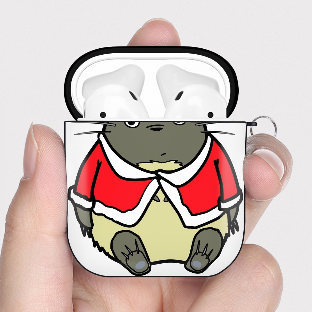 （画像用） となりのトトロ 草壁メイ 草壁サツキ My Neighbor Totoro Satsuki Kusakabe Mei Kusakabe AirPods 第2世代保護ケース ハードシェル ブラック 耐衝撃・防指紋・カラビナ付き