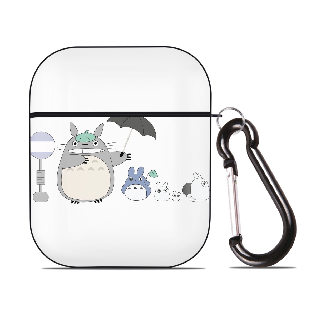 （画像用） となりのトトロ 草壁メイ 草壁サツキ My Neighbor Totoro Satsuki Kusakabe Mei Kusakabe AirPods 第2世代保護ケース ハードシェル ブラック 耐衝撃・防指紋・カラビナ付き