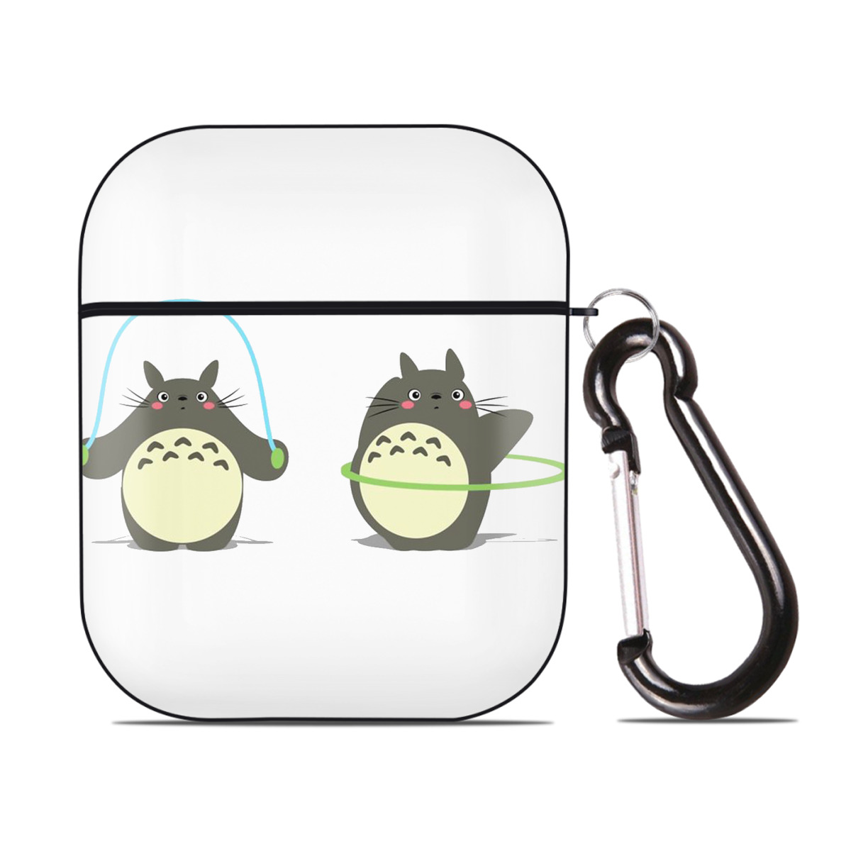 （画像用） となりのトトロ 草壁メイ 草壁サツキ My Neighbor Totoro Satsuki Kusakabe Mei Kusakabe AirPods 第2世代保護ケース ハードシェル ブラック 耐衝撃・防指紋・カラビナ付き