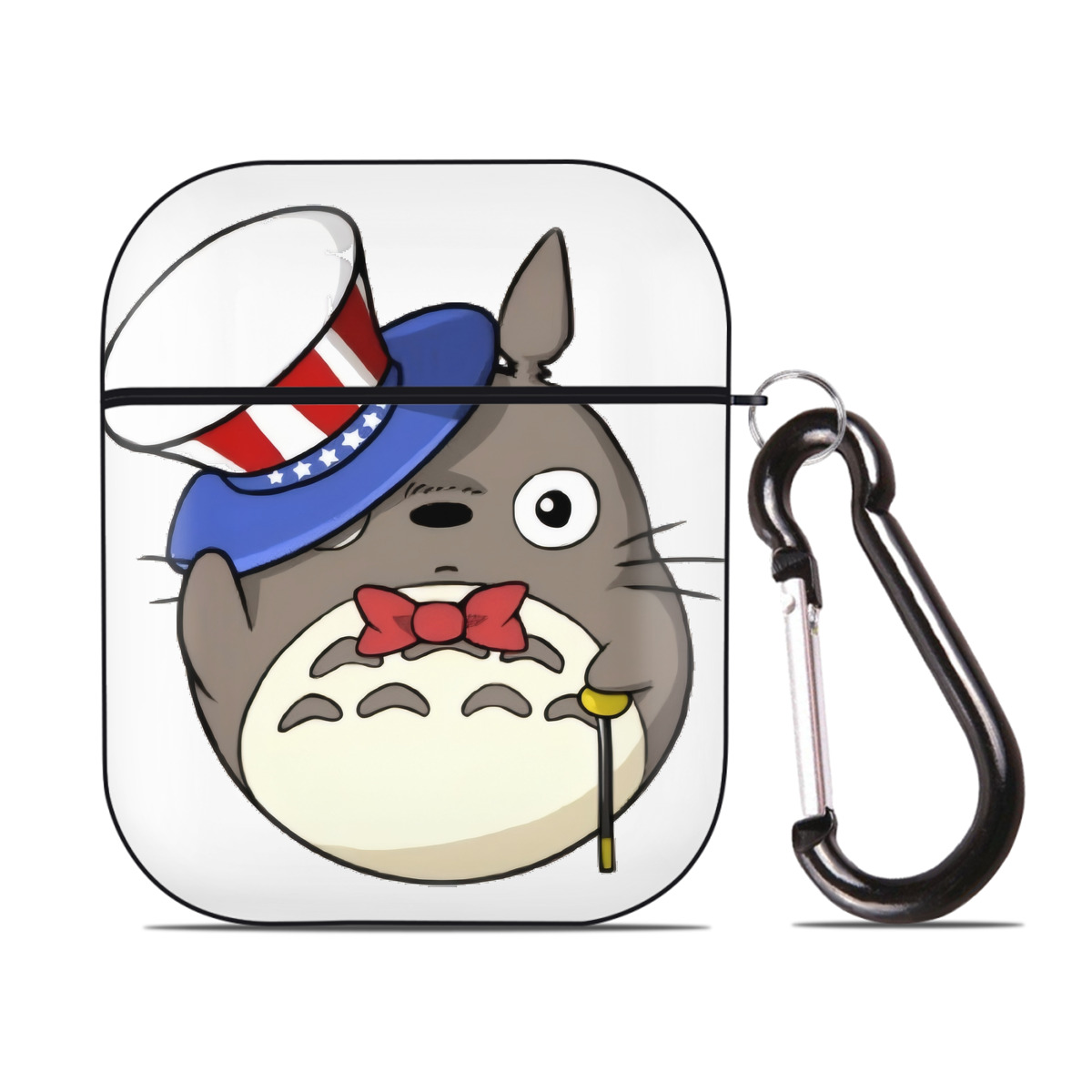 （画像用） となりのトトロ 草壁メイ 草壁サツキ My Neighbor Totoro Satsuki Kusakabe Mei Kusakabe AirPods 第2世代保護ケース ハードシェル ブラック 耐衝撃・防指紋・カラビナ付き