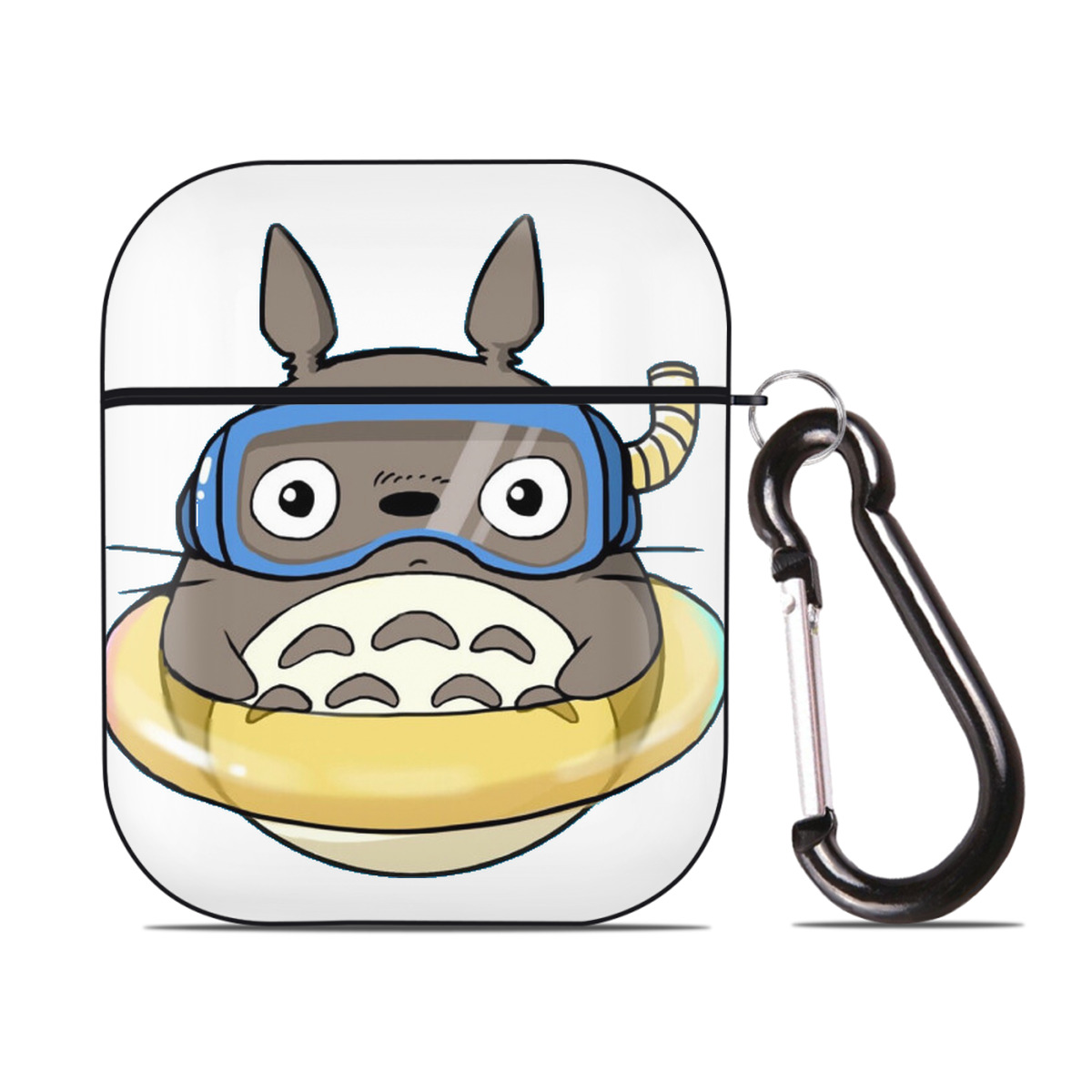 （画像用） となりのトトロ 草壁メイ 草壁サツキ My Neighbor Totoro Satsuki Kusakabe Mei Kusakabe AirPods 第2世代保護ケース ハードシェル ブラック 耐衝撃・防指紋・カラビナ付き