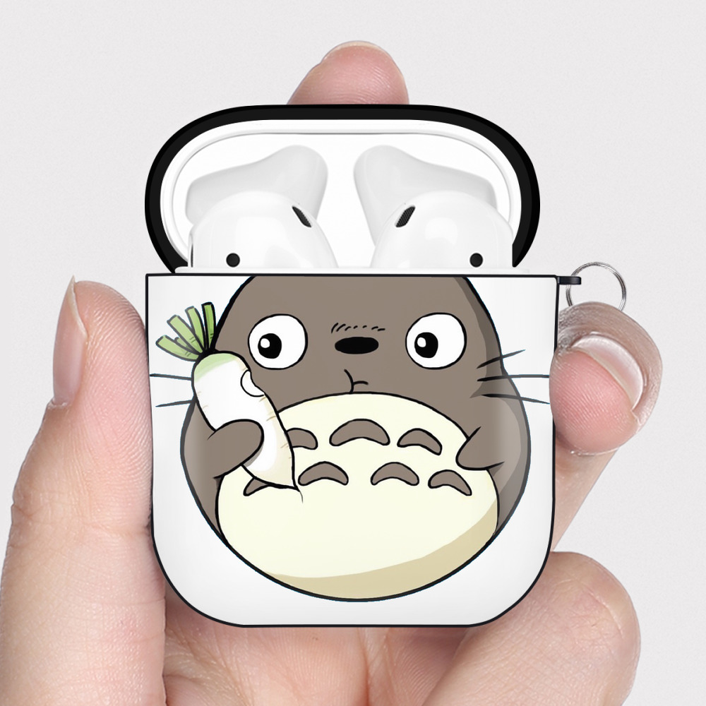 （画像用） となりのトトロ 草壁メイ 草壁サツキ My Neighbor Totoro Satsuki Kusakabe Mei Kusakabe AirPods 第2世代保護ケース ハードシェル ブラック 耐衝撃・防指紋・カラビナ付き