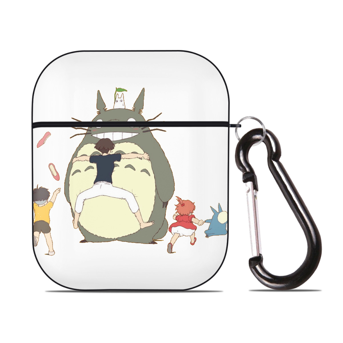 （画像用） となりのトトロ 草壁メイ 草壁サツキ My Neighbor Totoro Satsuki Kusakabe Mei Kusakabe AirPods 第2世代保護ケース ハードシェル ブラック 耐衝撃・防指紋・カラビナ付き