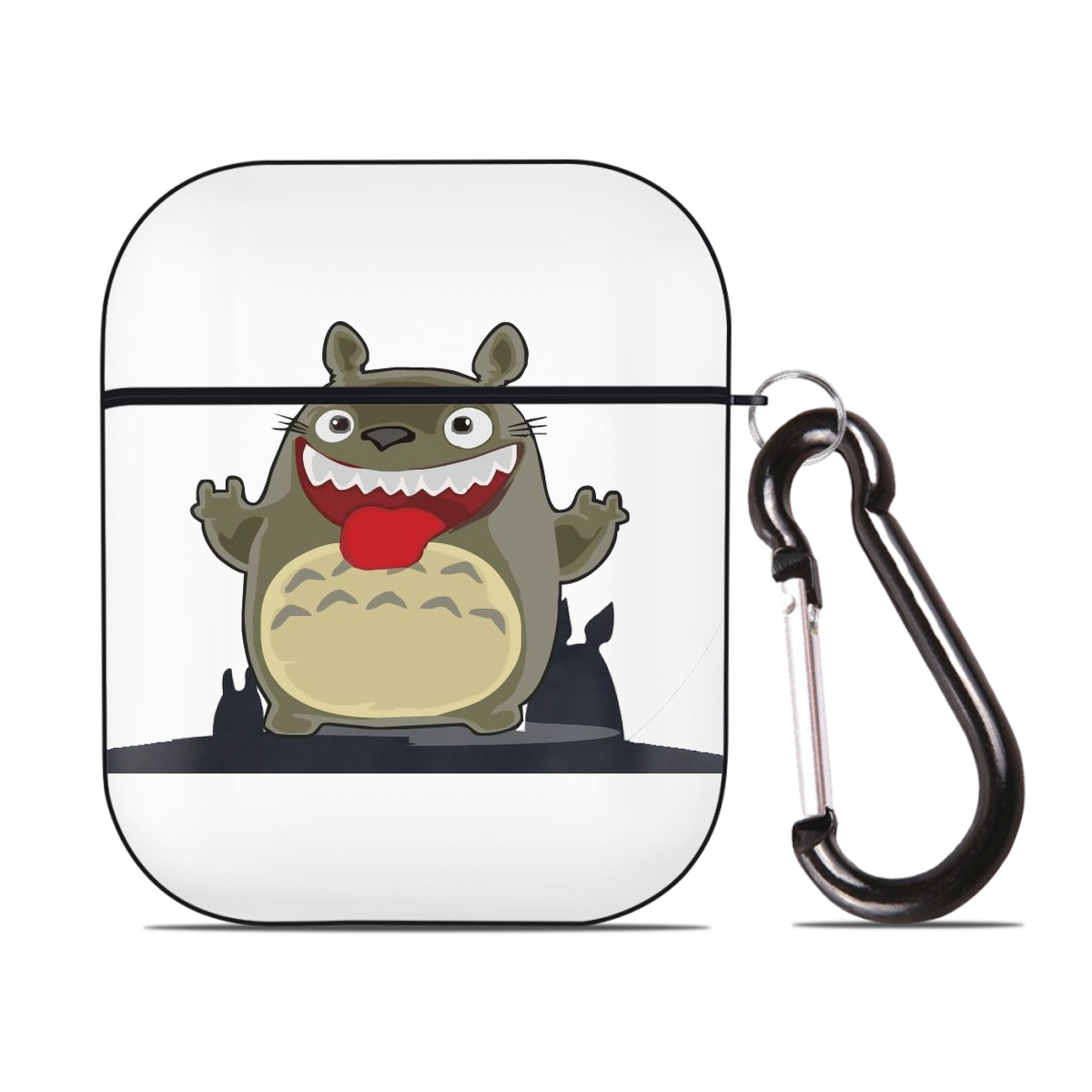 （画像用） となりのトトロ 草壁メイ 草壁サツキ My Neighbor Totoro Satsuki Kusakabe Mei Kusakabe AirPods 第2世代保護ケース ハードシェル ブラック 耐衝撃・防指紋・カラビナ付き