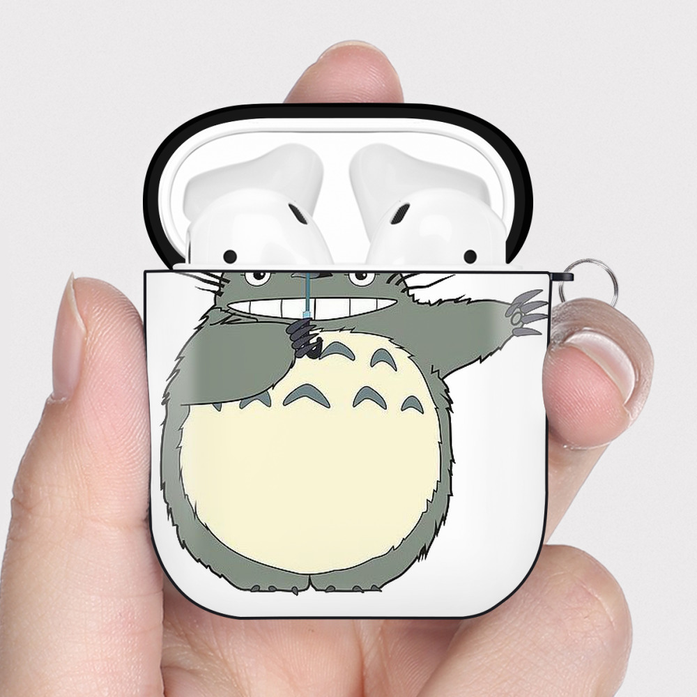 （画像用） となりのトトロ 草壁メイ 草壁サツキ My Neighbor Totoro Satsuki Kusakabe Mei Kusakabe AirPods 第2世代保護ケース ハードシェル ブラック 耐衝撃・防指紋・カラビナ付き