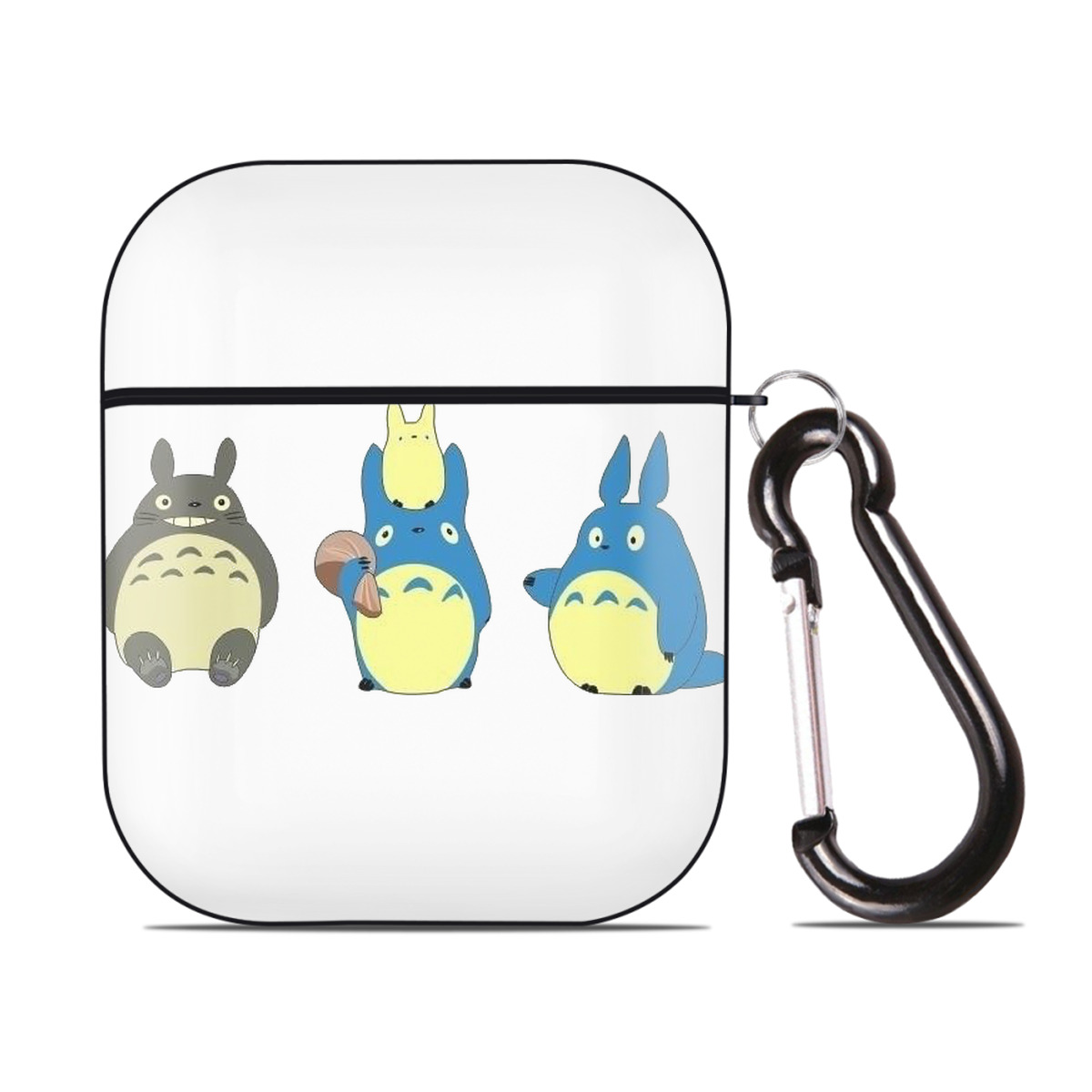 （画像用） となりのトトロ 草壁メイ 草壁サツキ My Neighbor Totoro Satsuki Kusakabe Mei Kusakabe AirPods 第2世代保護ケース ハードシェル ブラック 耐衝撃・防指紋・カラビナ付き