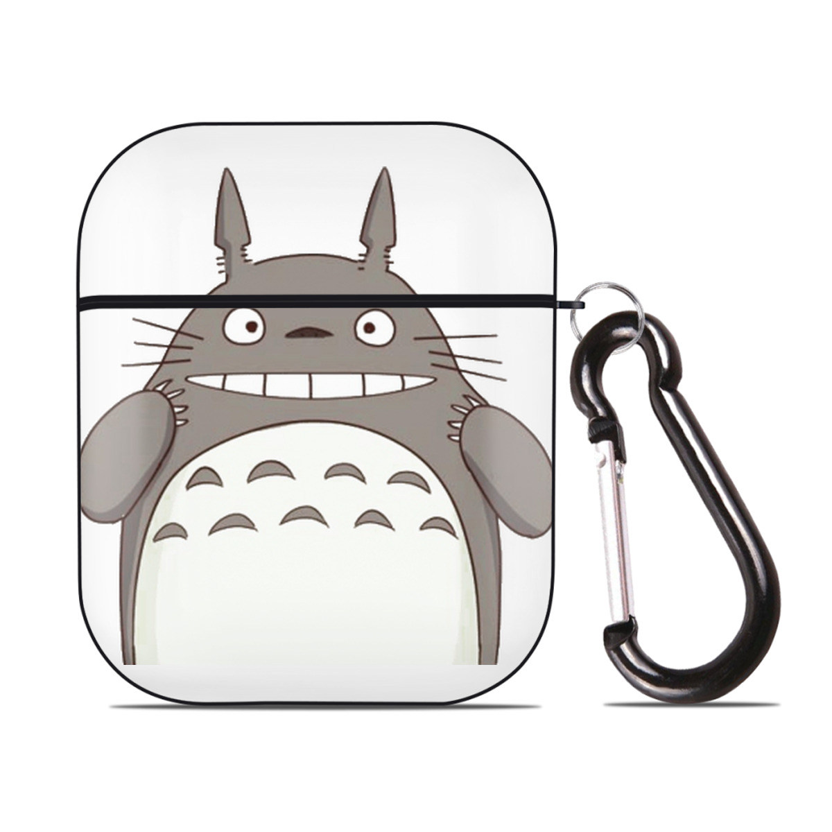 （画像用） となりのトトロ 草壁メイ 草壁サツキ My Neighbor Totoro Satsuki Kusakabe Mei Kusakabe AirPods 第2世代保護ケース ハードシェル ブラック 耐衝撃・防指紋・カラビナ付き