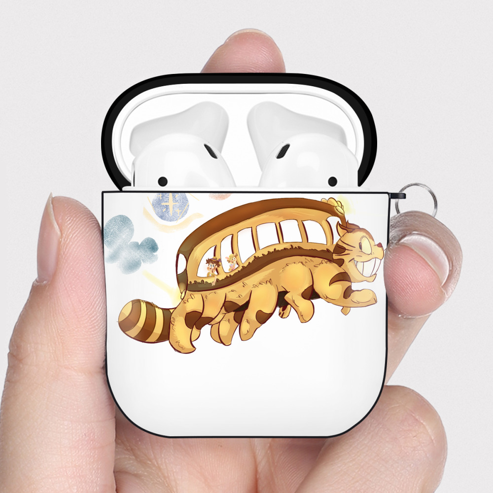（画像用） となりのトトロ 草壁メイ 草壁サツキ My Neighbor Totoro Satsuki Kusakabe Mei Kusakabe AirPods 第2世代保護ケース ハードシェル ブラック 耐衝撃・防指紋・カラビナ付き
