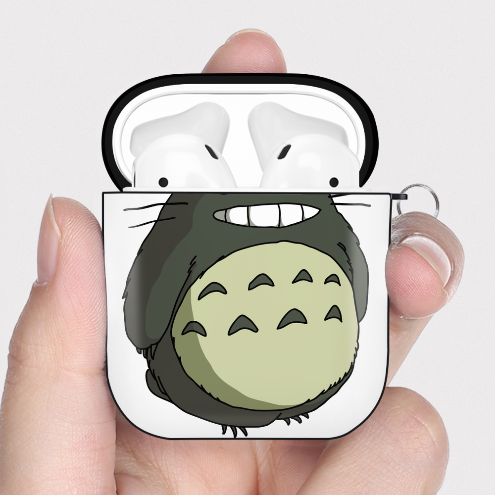 （画像用） となりのトトロ 草壁メイ 草壁サツキ My Neighbor Totoro Satsuki Kusakabe Mei Kusakabe AirPods 第2世代保護ケース ハードシェル ブラック 耐衝撃・防指紋・カラビナ付き