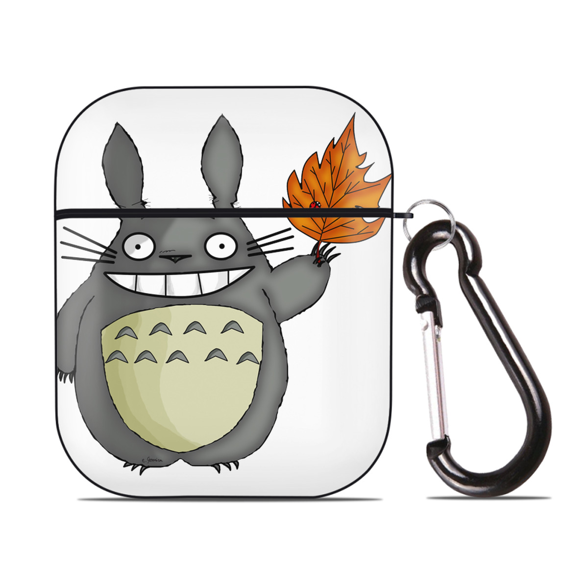 （画像用） となりのトトロ 草壁メイ 草壁サツキ My Neighbor Totoro Satsuki Kusakabe Mei Kusakabe AirPods 第2世代保護ケース ハードシェル ブラック 耐衝撃・防指紋・カラビナ付き
