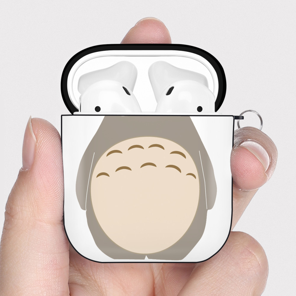 （画像用） となりのトトロ 草壁メイ 草壁サツキ My Neighbor Totoro Satsuki Kusakabe Mei Kusakabe AirPods 第2世代保護ケース ハードシェル ブラック 耐衝撃・防指紋・カラビナ付き