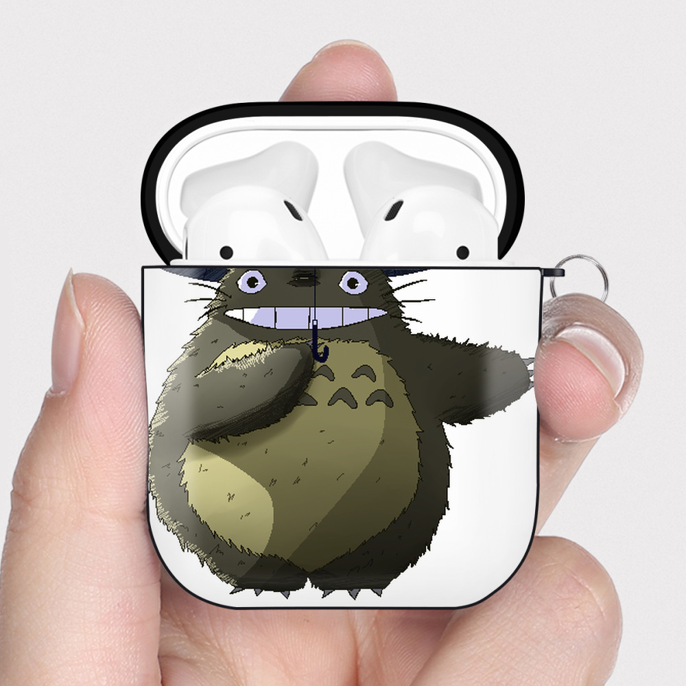 （画像用） となりのトトロ 草壁メイ 草壁サツキ My Neighbor Totoro Satsuki Kusakabe Mei Kusakabe AirPods 第2世代保護ケース ハードシェル ブラック 耐衝撃・防指紋・カラビナ付き