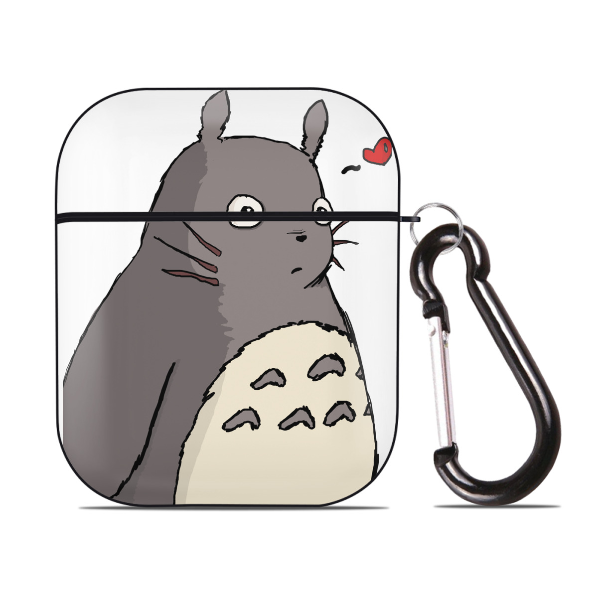 （画像用） となりのトトロ 草壁メイ 草壁サツキ My Neighbor Totoro Satsuki Kusakabe Mei Kusakabe AirPods 第2世代保護ケース ハードシェル ブラック 耐衝撃・防指紋・カラビナ付き