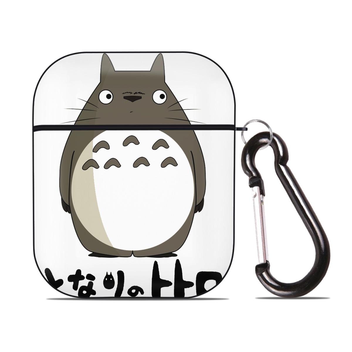 （画像用） となりのトトロ 草壁メイ 草壁サツキ My Neighbor Totoro Satsuki Kusakabe Mei Kusakabe AirPods 第2世代保護ケース ハードシェル ブラック 耐衝撃・防指紋・カラビナ付き