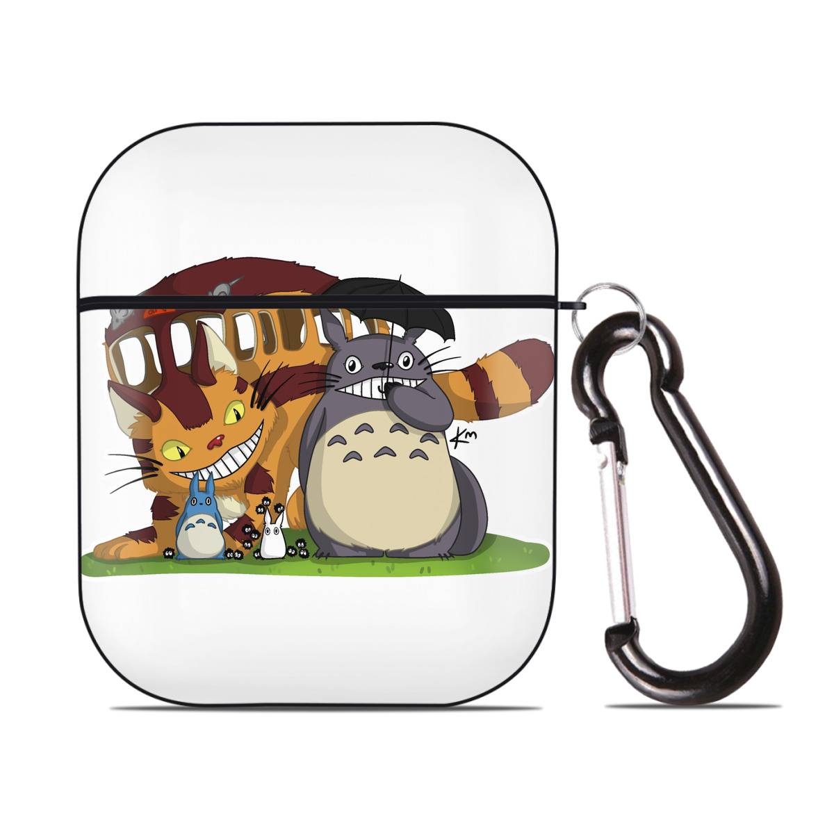 （画像用） となりのトトロ 草壁メイ 草壁サツキ My Neighbor Totoro Satsuki Kusakabe Mei Kusakabe AirPods 第2世代保護ケース ハードシェル ブラック 耐衝撃・防指紋・カラビナ付き